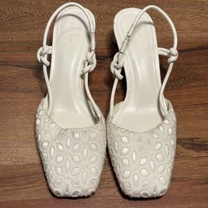 ASOS Cream Textured Slingback Sandals